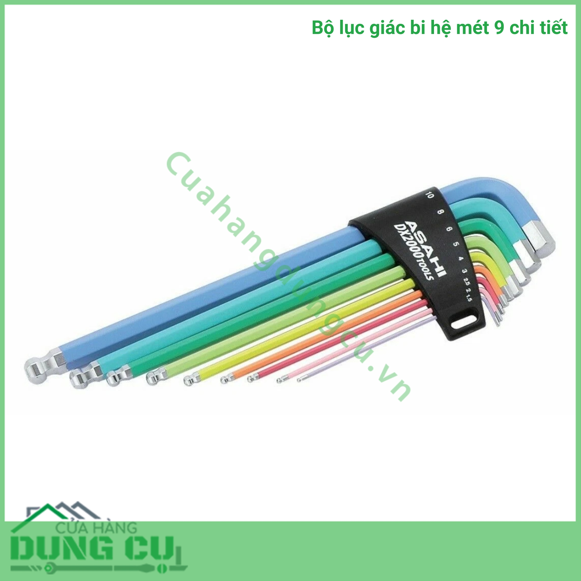 Bộ lục giác bi hệ mét 9 chi tiết 1 5-10mm AQUS910 Asahi