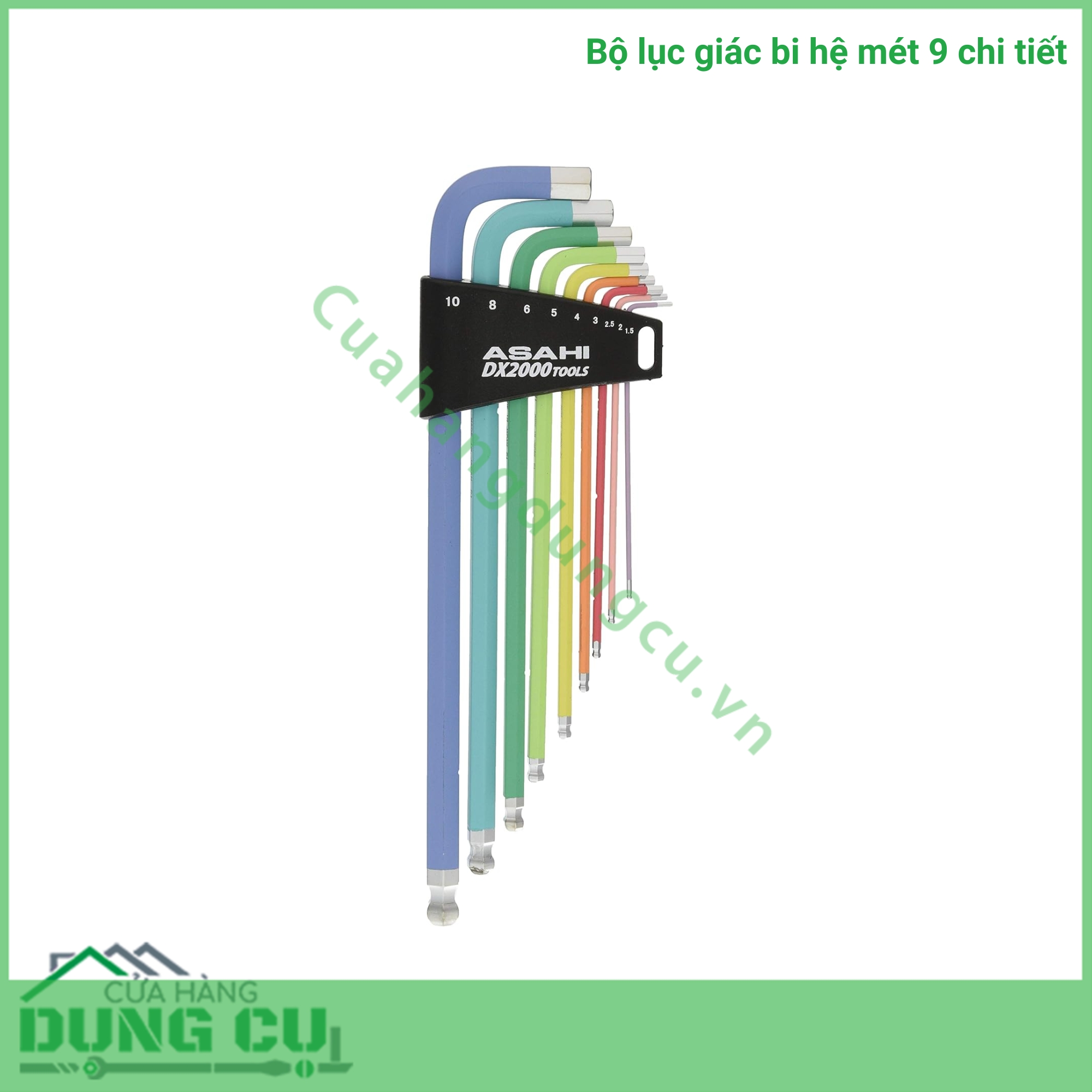 Bộ lục giác bi hệ mét 9 chi tiết 1 5-10mm AQUS910 Asahi
