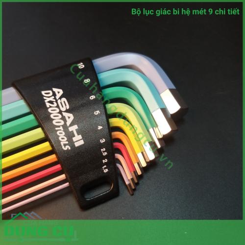 Bộ lục giác bi hệ mét 9 chi tiết 1 5-10mm AQUS910 Asahi