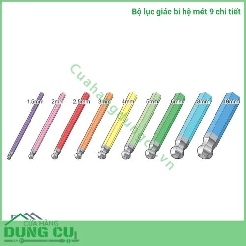 Bộ lục giác bi hệ mét 9 chi tiết 1 5-10mm AQUS910 Asahi