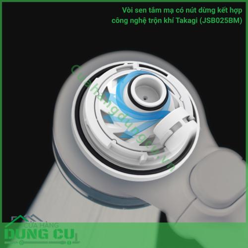 Vòi sen tắm mạ có nút dừng kết hợp công nghệ trộn khí Takagi (JSB025BM)
