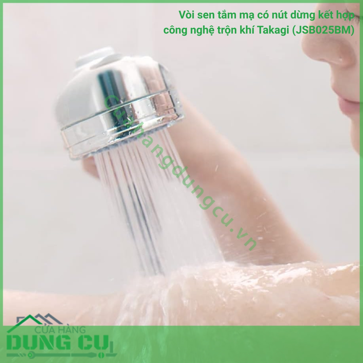 Vòi sen tắm mạ có nút dừng kết hợp công nghệ trộn khí Takagi (JSB025BM)