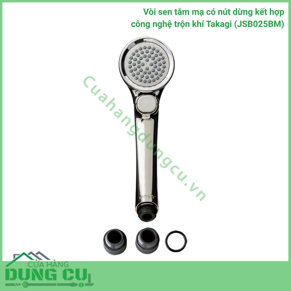 Vòi sen tắm mạ có nút dừng kết hợp công nghệ trộn khí Takagi (JSB025BM)