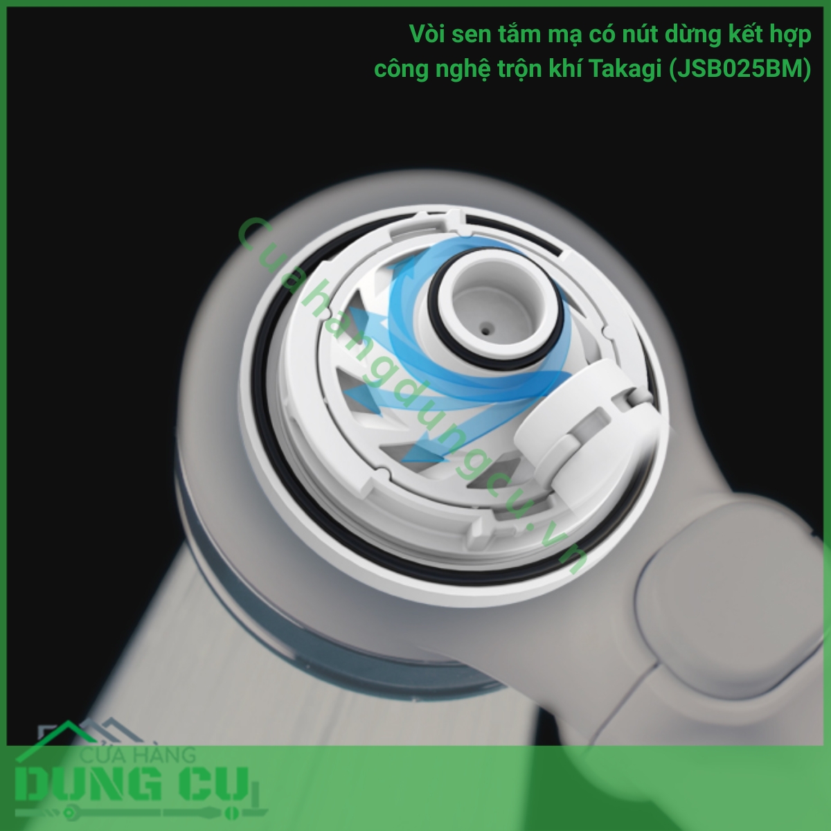 Vòi sen tắm mạ có nút dừng kết hợp công nghệ trộn khí Takagi (JSB025BM)
