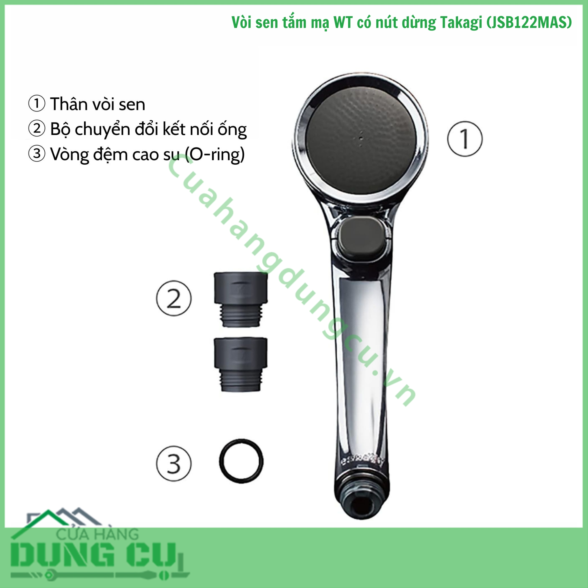 Bộ vòi sen tắm mạ WT có nút dừng Takagi (JSB122MAS)