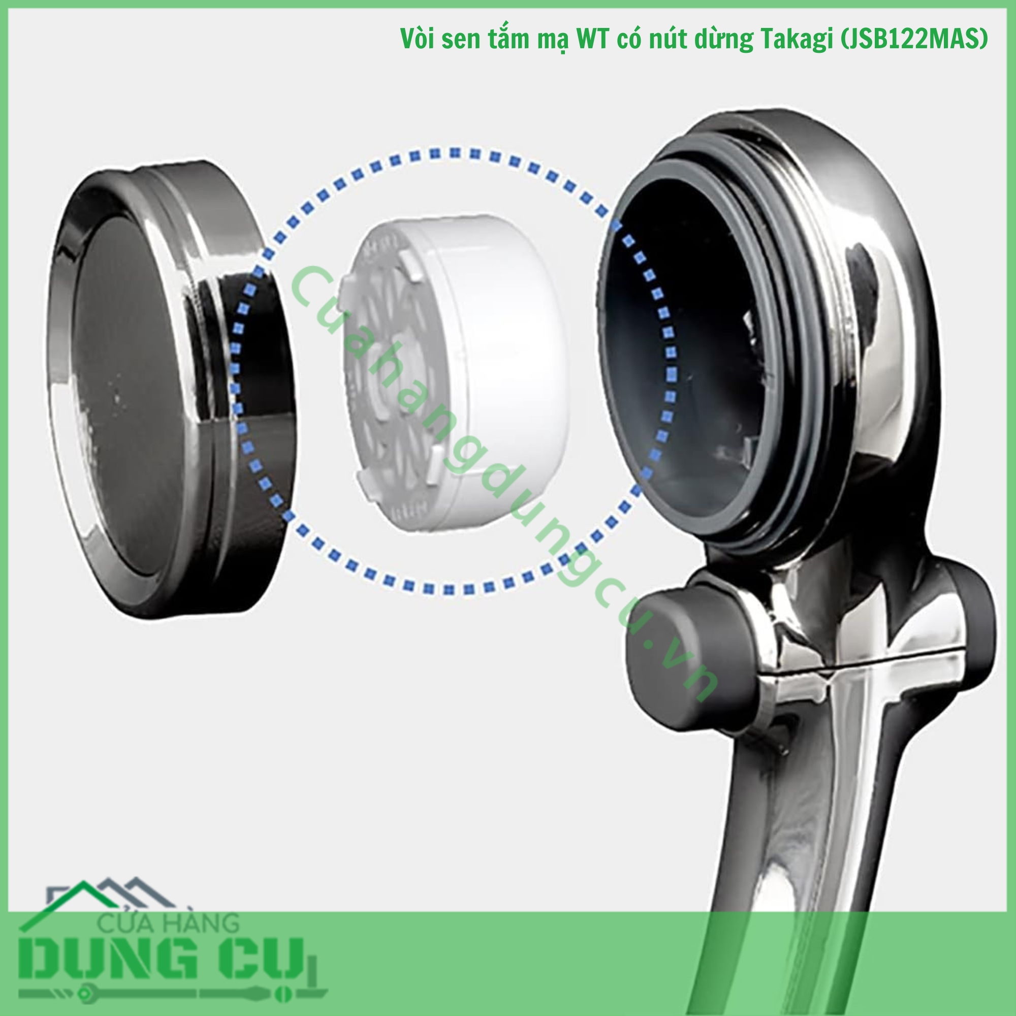 Bộ vòi sen tắm mạ WT có nút dừng Takagi (JSB122MAS)