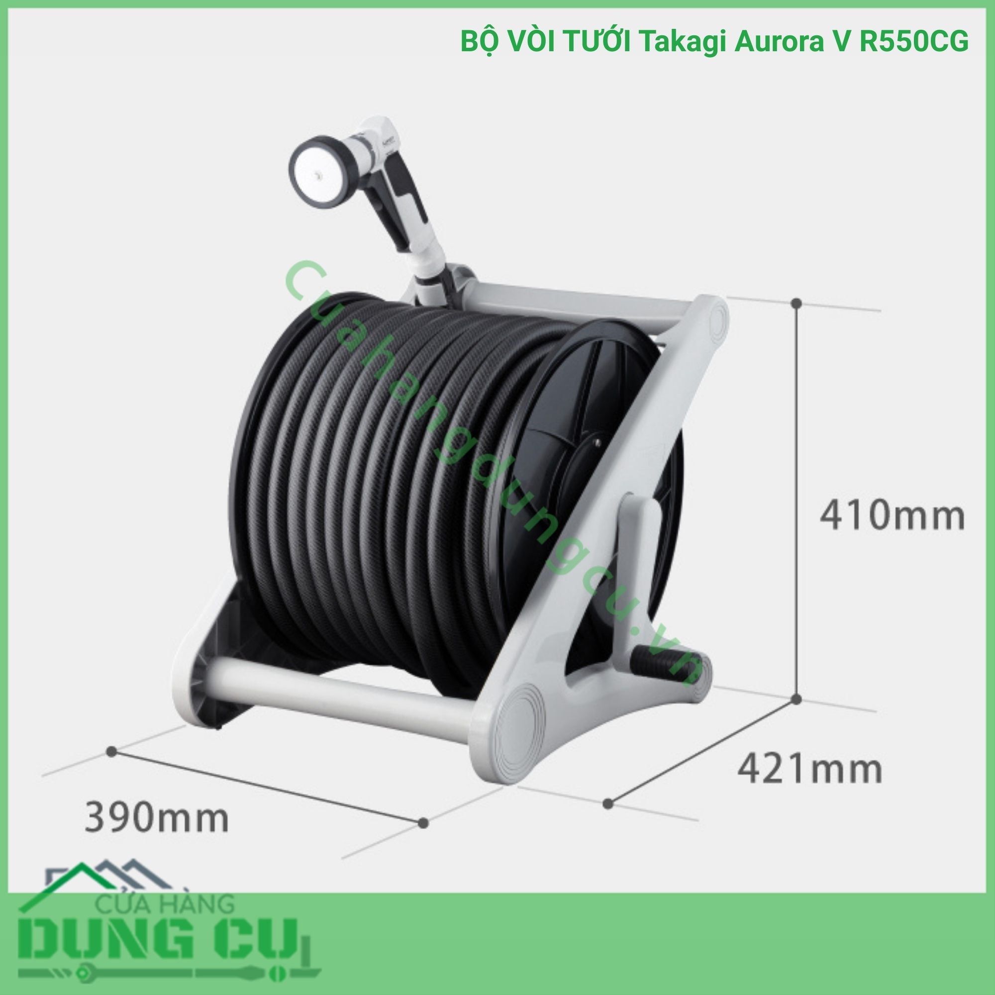 Bộ vòi thu rút tưới vườn Takagi Aurora V 50m R550CG
