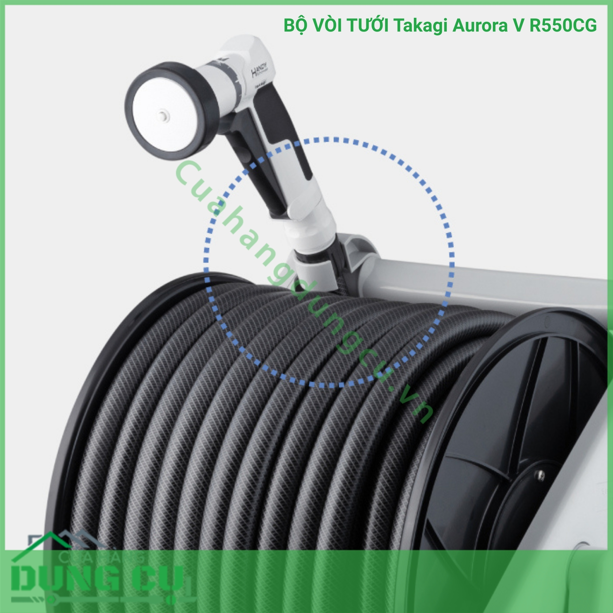 Bộ vòi thu rút tưới vườn Takagi Aurora V 50m R550CG