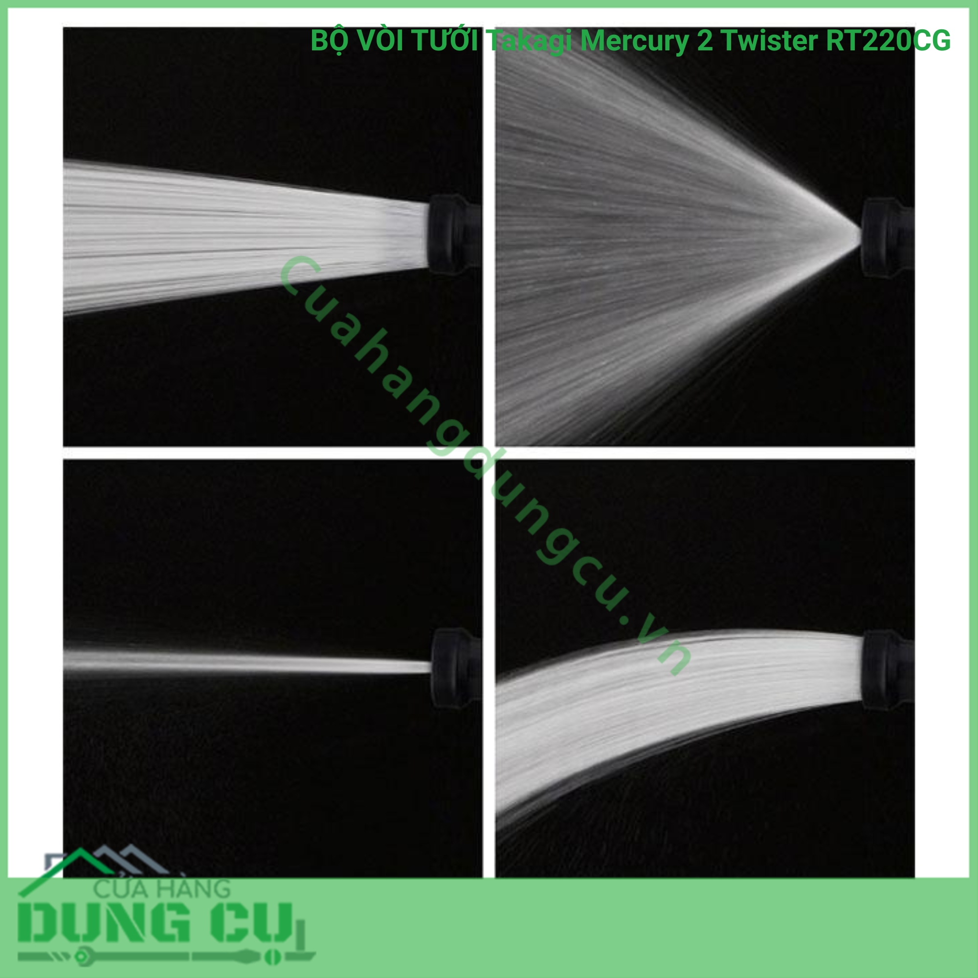 Bộ vòi thu rút tưới vườn Takagi Mercury 2 Twister (CG) 20m RT220CG