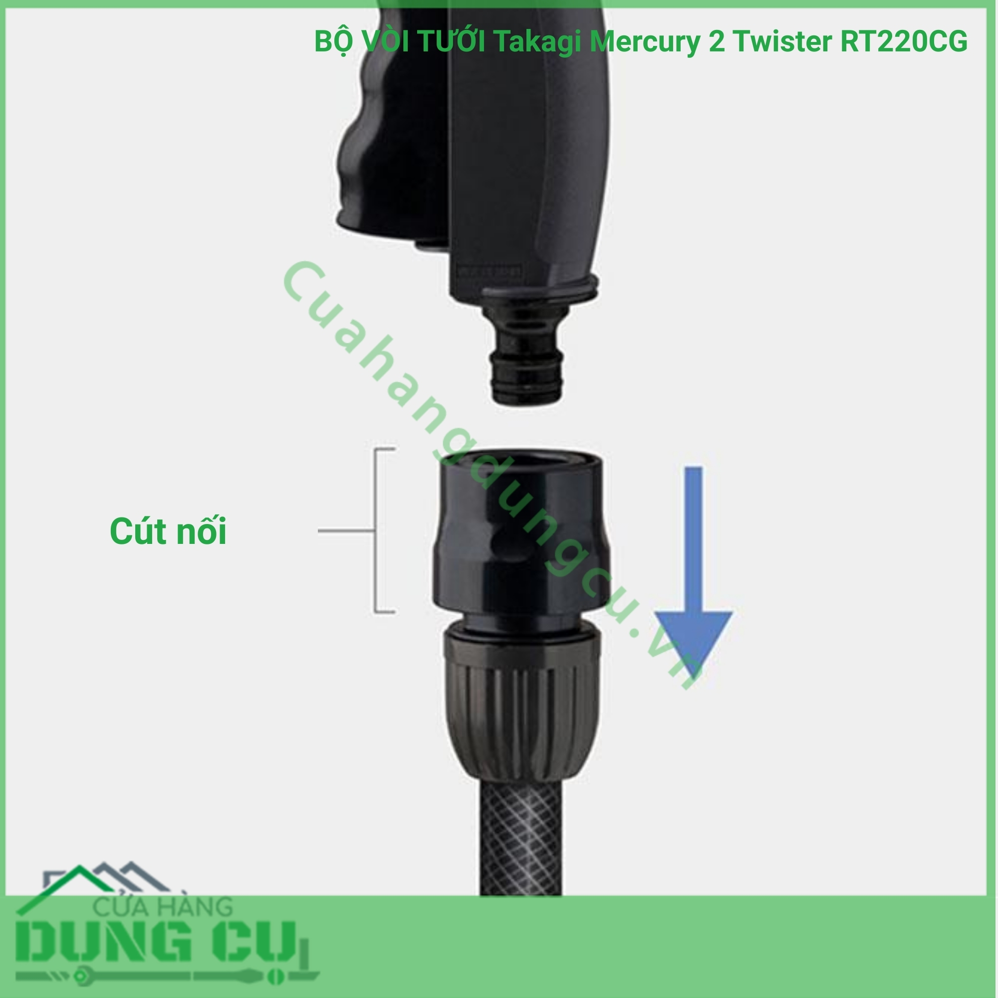 Bộ vòi thu rút tưới vườn Takagi Mercury 2 Twister (CG) 20m RT220CG