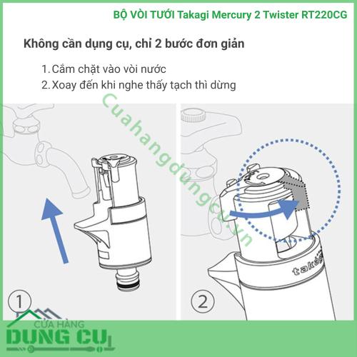 Bộ vòi thu rút tưới vườn Takagi Mercury 2 Twister (CG) 20m RT220CG
