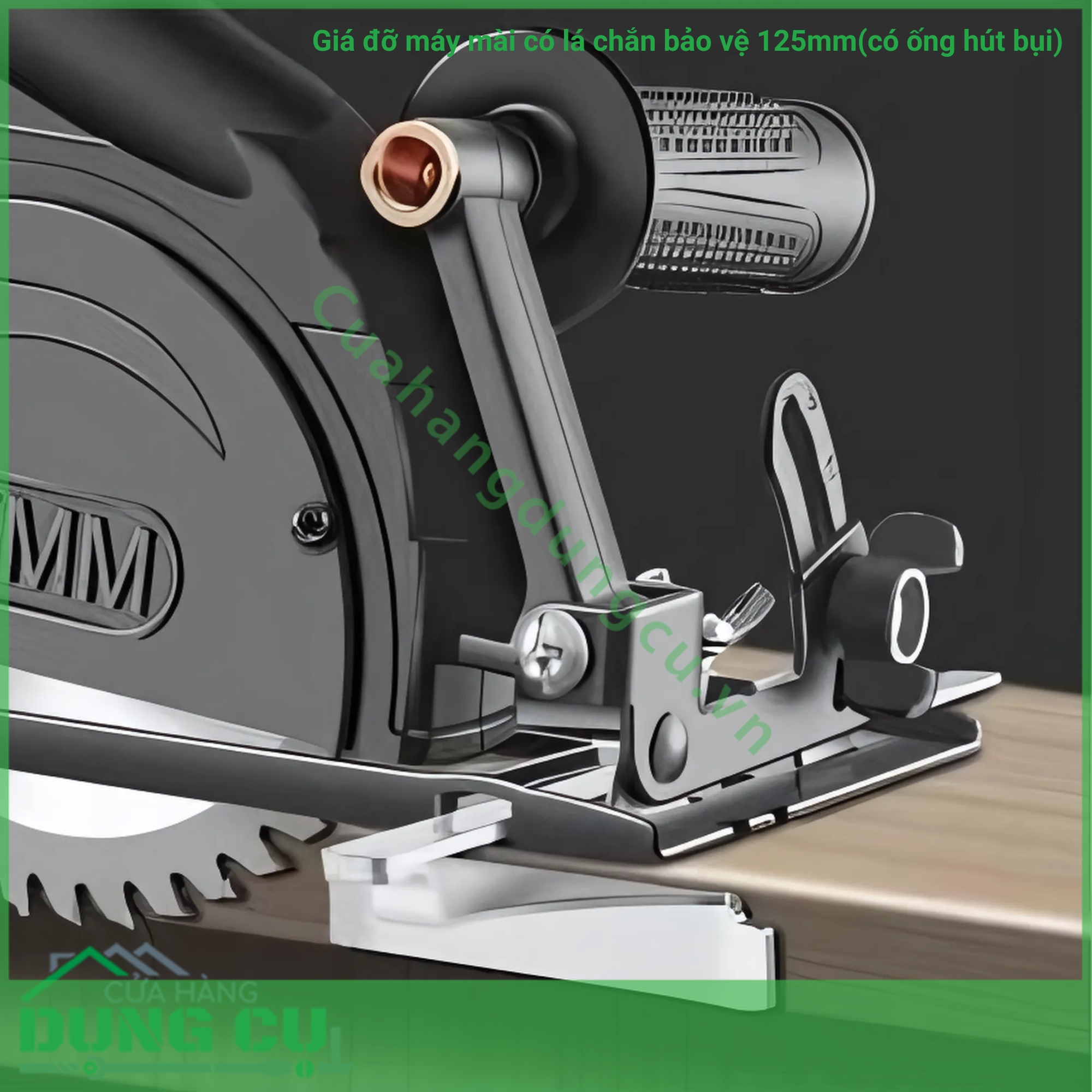 Giá đỡ máy mài có lá chắn bảo vệ 125mm(có ống hút bụi)