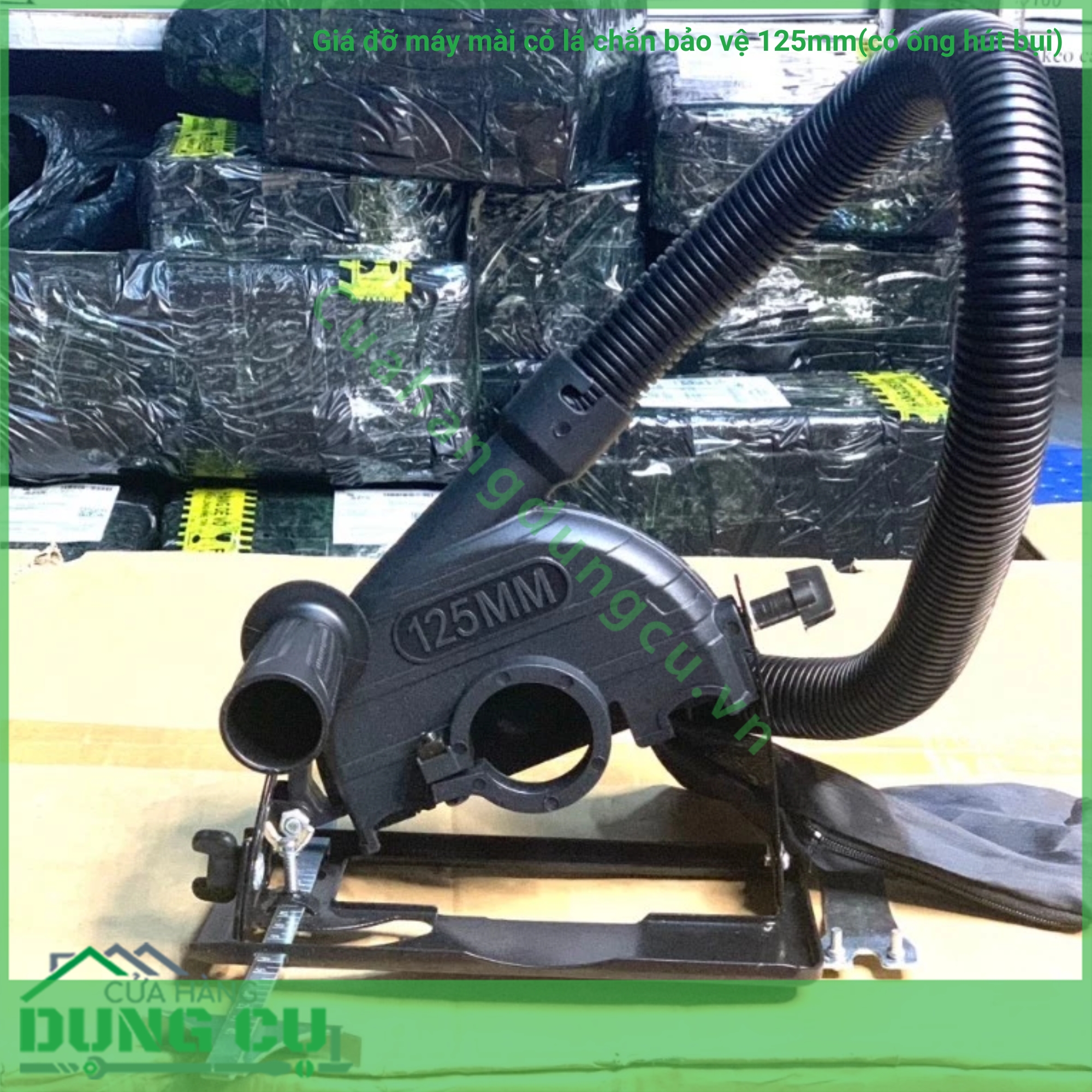 Giá đỡ máy mài có lá chắn bảo vệ 125mm(có ống hút bụi)