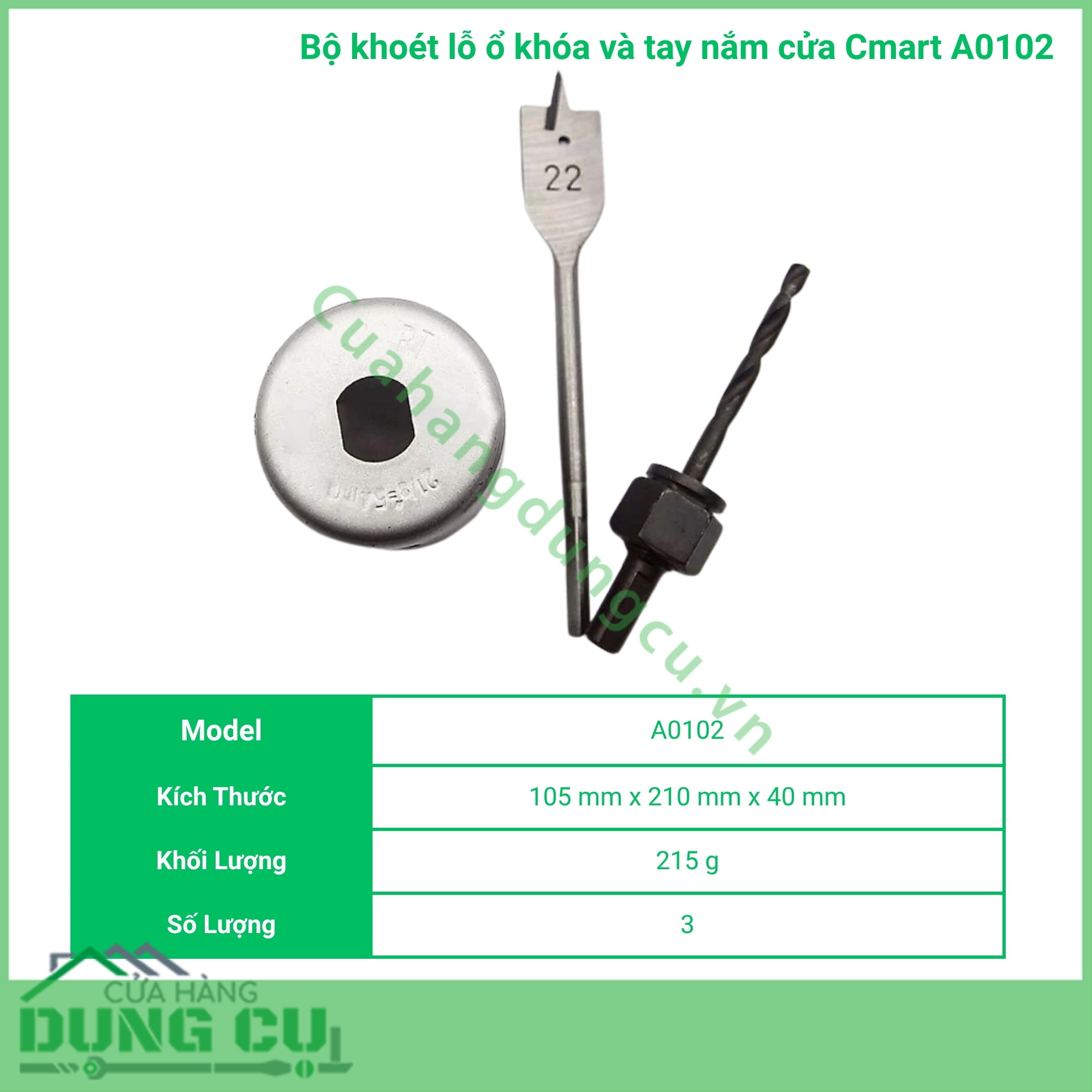 Bộ khoét lỗ ổ khóa cửa Cmart A0102