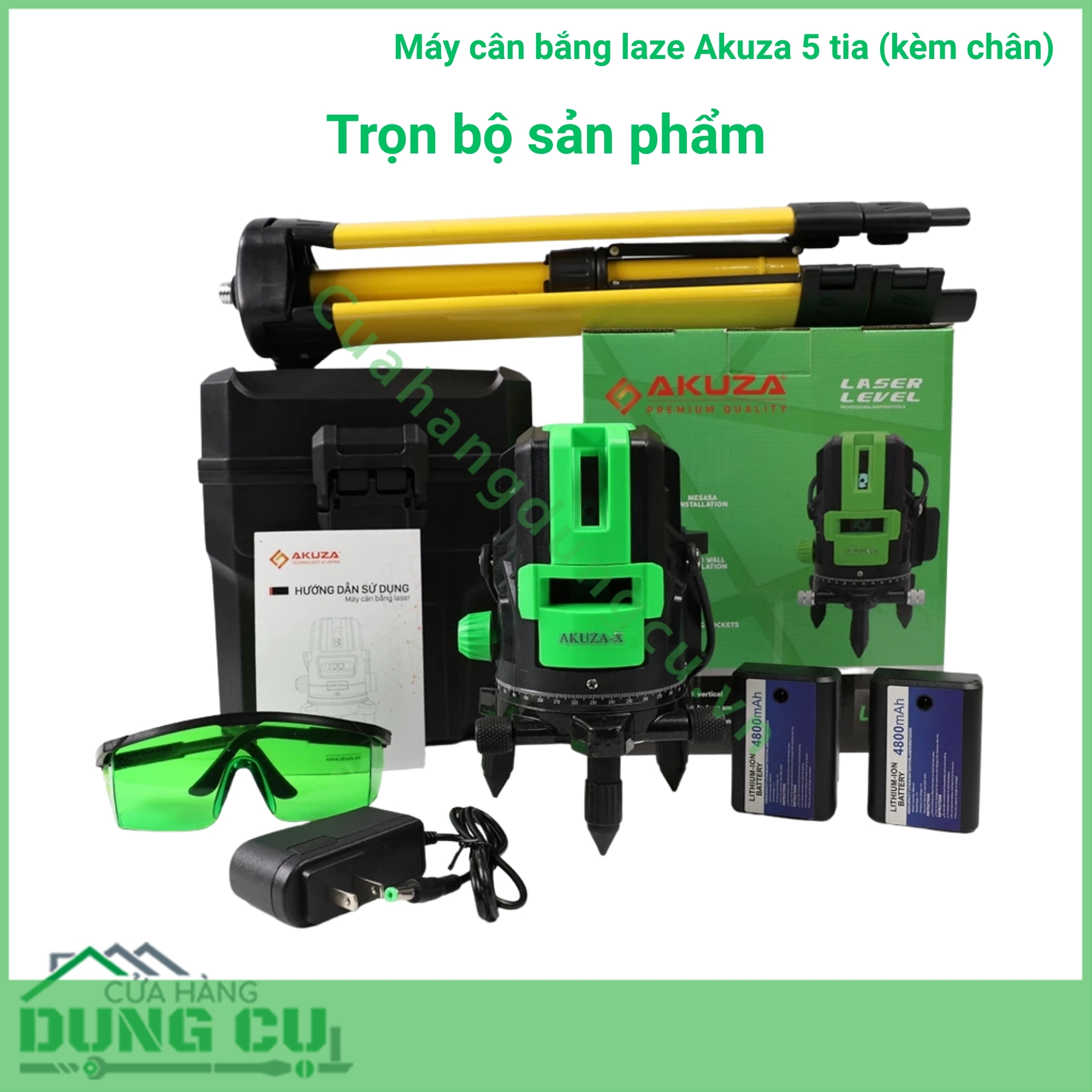 Máy cân bắng laze Akuza 5 tia (kèm chân)