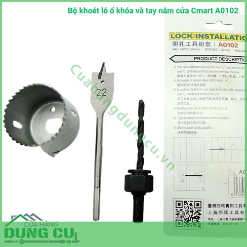Bộ khoét lỗ ổ khóa cửa Cmart A0102