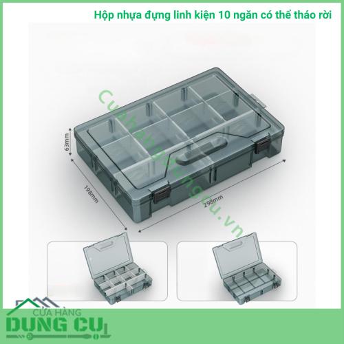 Hộp nhựa đựng linh kiện 10 ngăn có thể tháo rời