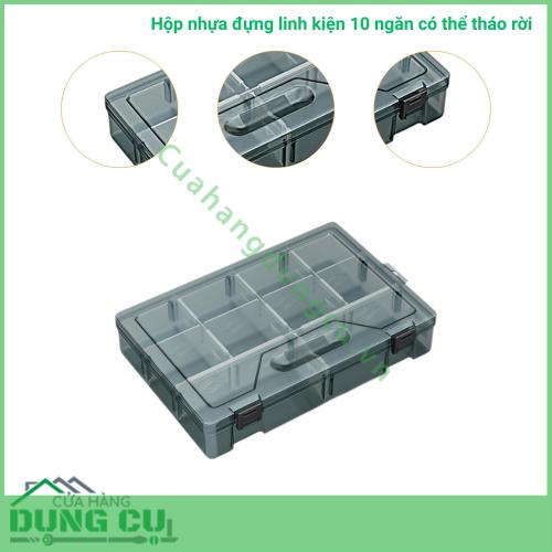 Hộp nhựa đựng linh kiện 10 ngăn có thể tháo rời