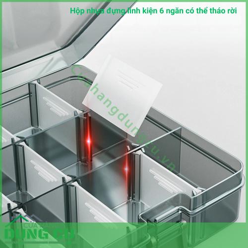 Hộp nhựa đựng linh kiện 6 ngăn có thể tháo rời