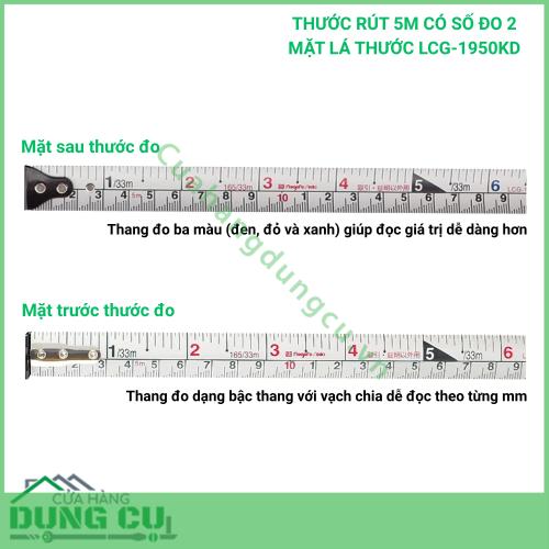 THƯỚC RÚT 5M CÓ SỐ ĐO 2 MẶT LÁ THƯỚC LCG-1950KD