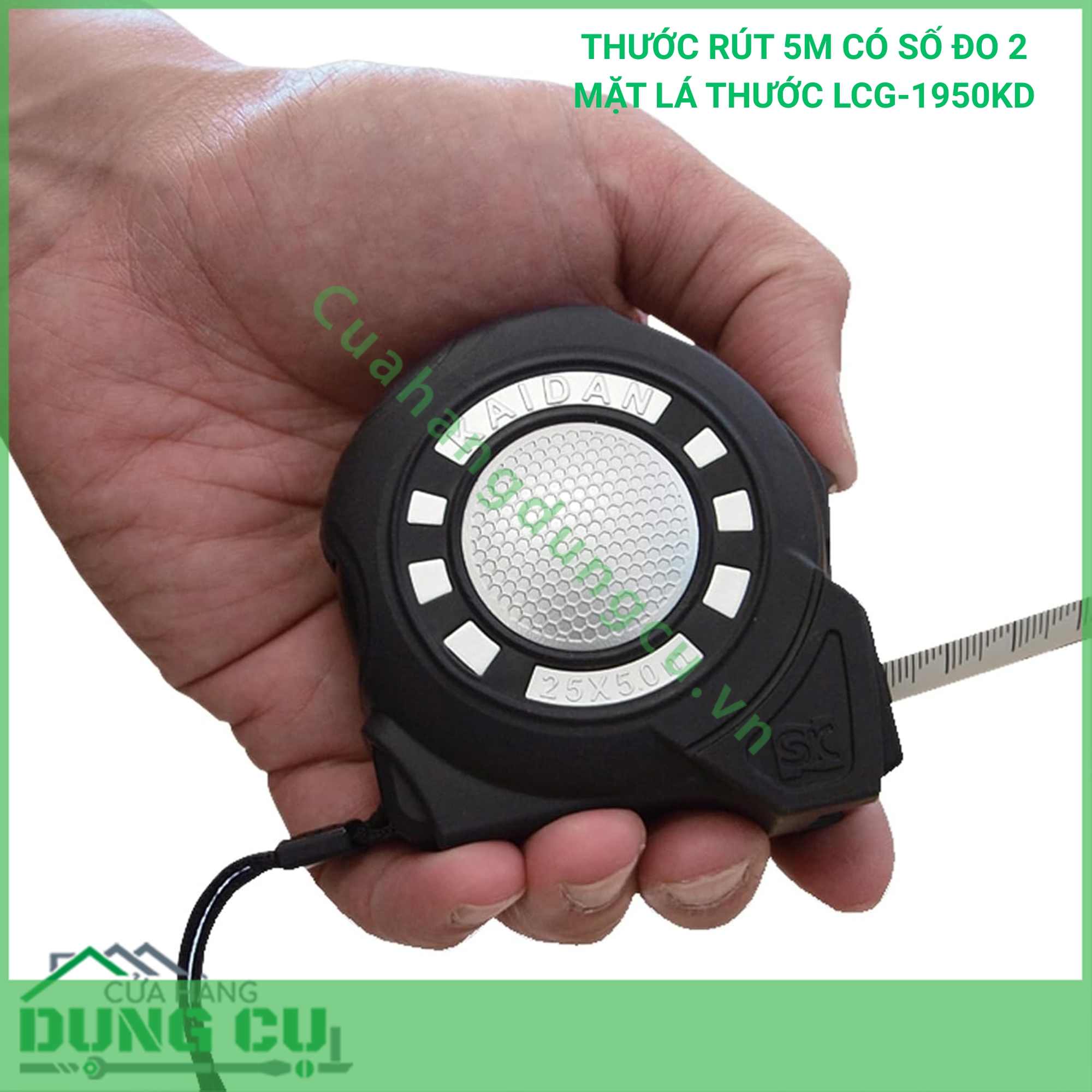 THƯỚC RÚT 5M CÓ SỐ ĐO 2 MẶT LÁ THƯỚC LCG-1950KD