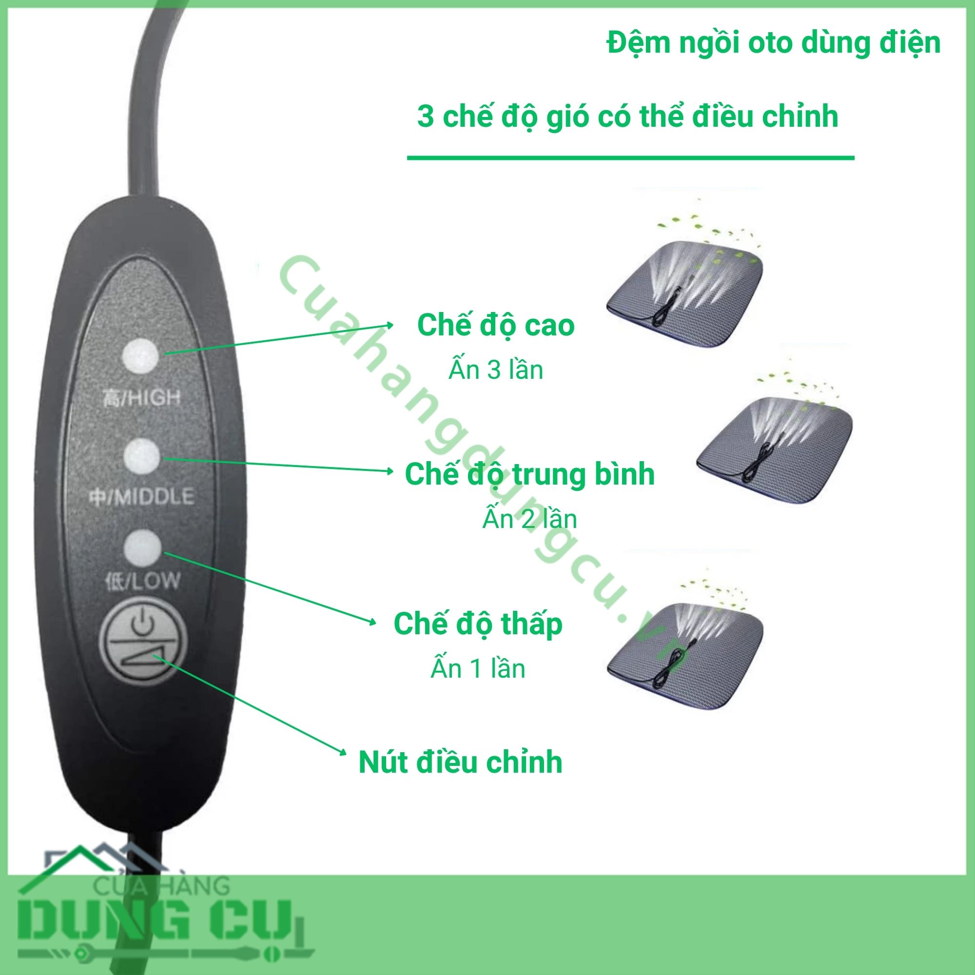 Đệm ngồi oto dùng điện