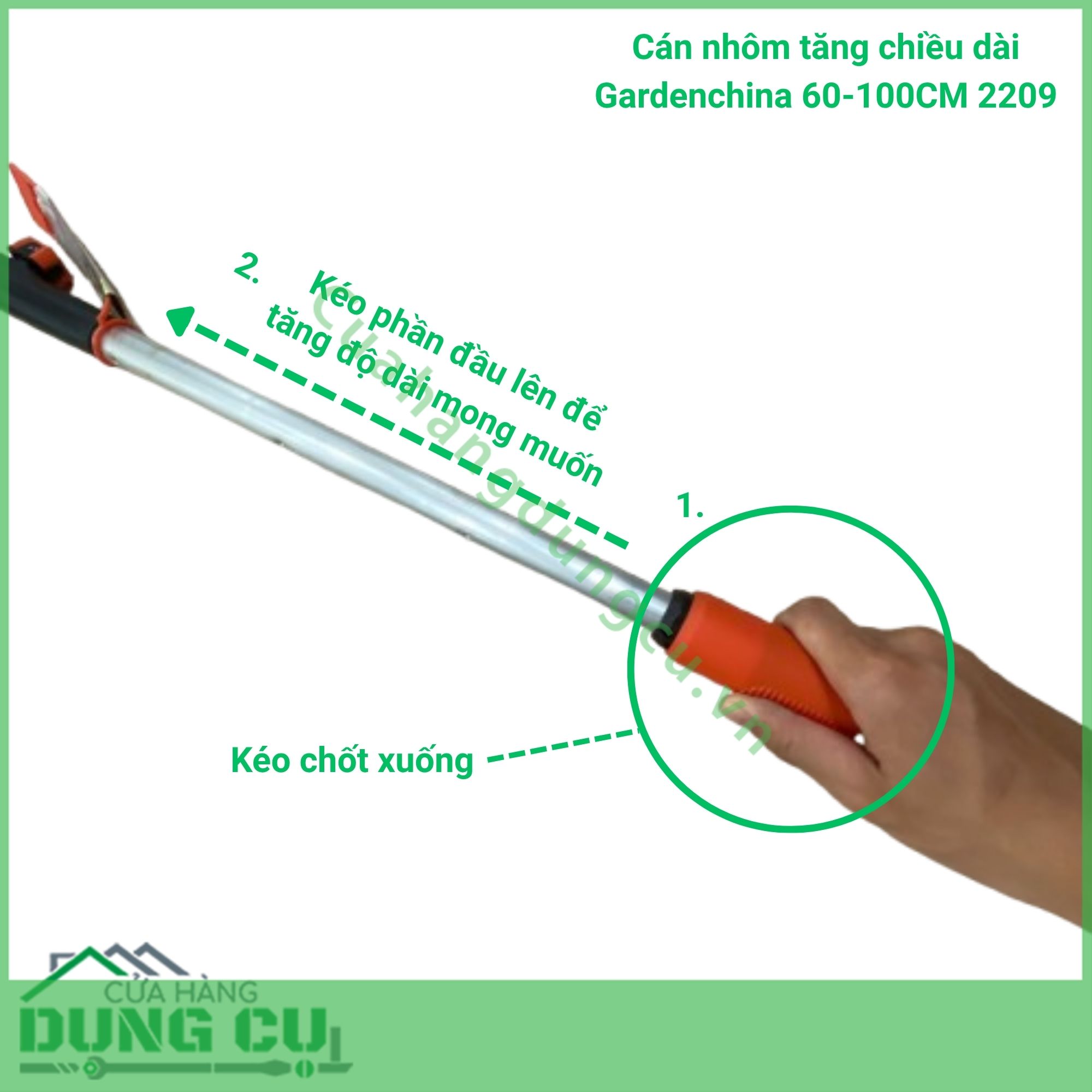 Cán nhôm tăng chiều dài Gardenchina 60-100CM 2209