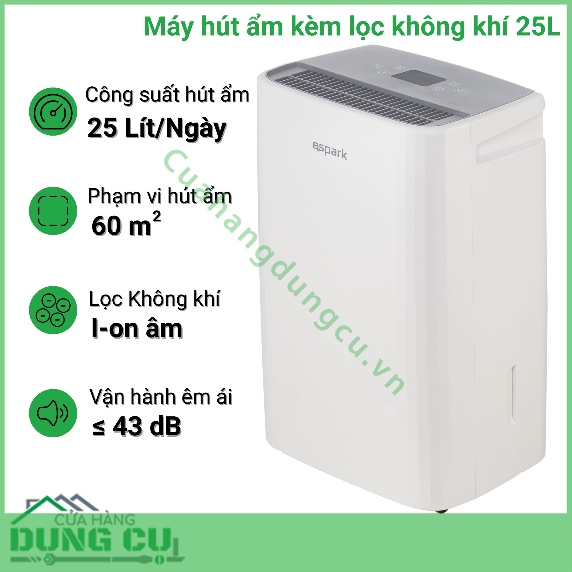 Máy hút ẩm kèm lọc không khí 20 lít Espark ESP – A20A433F