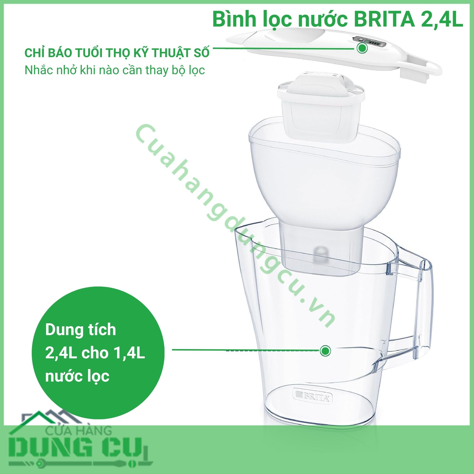Bình lọc nước BRITA Aluna MX Pro 2 4L kèm 3 lõi lọc