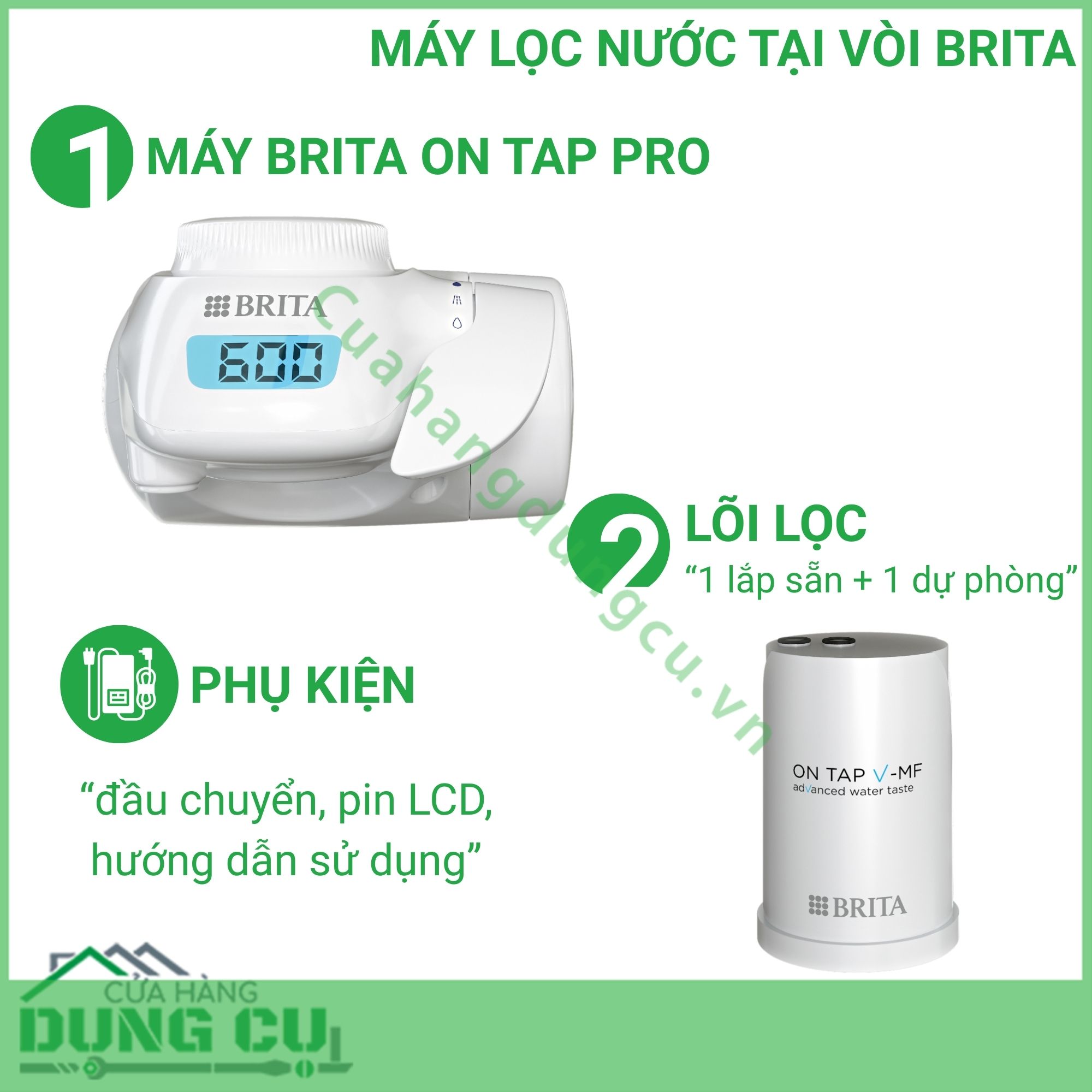 MÁY LỌC NƯỚC TẠI VÒI BRITA ON TAP PRO V-MF TẶNG KÈM 1 LÕI LỌC DỰ PHÒNG