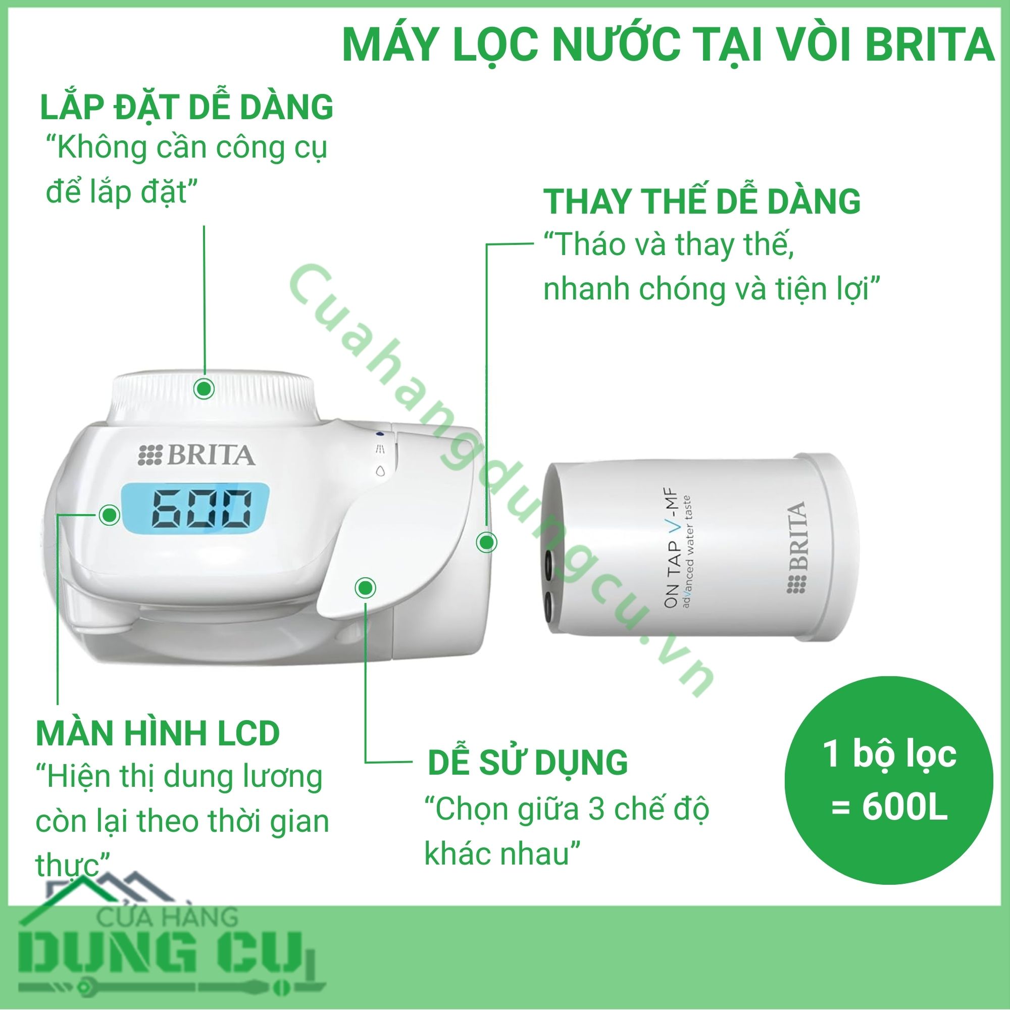 MÁY LỌC NƯỚC TẠI VÒI BRITA ON TAP PRO V-MF TẶNG KÈM 1 LÕI LỌC DỰ PHÒNG