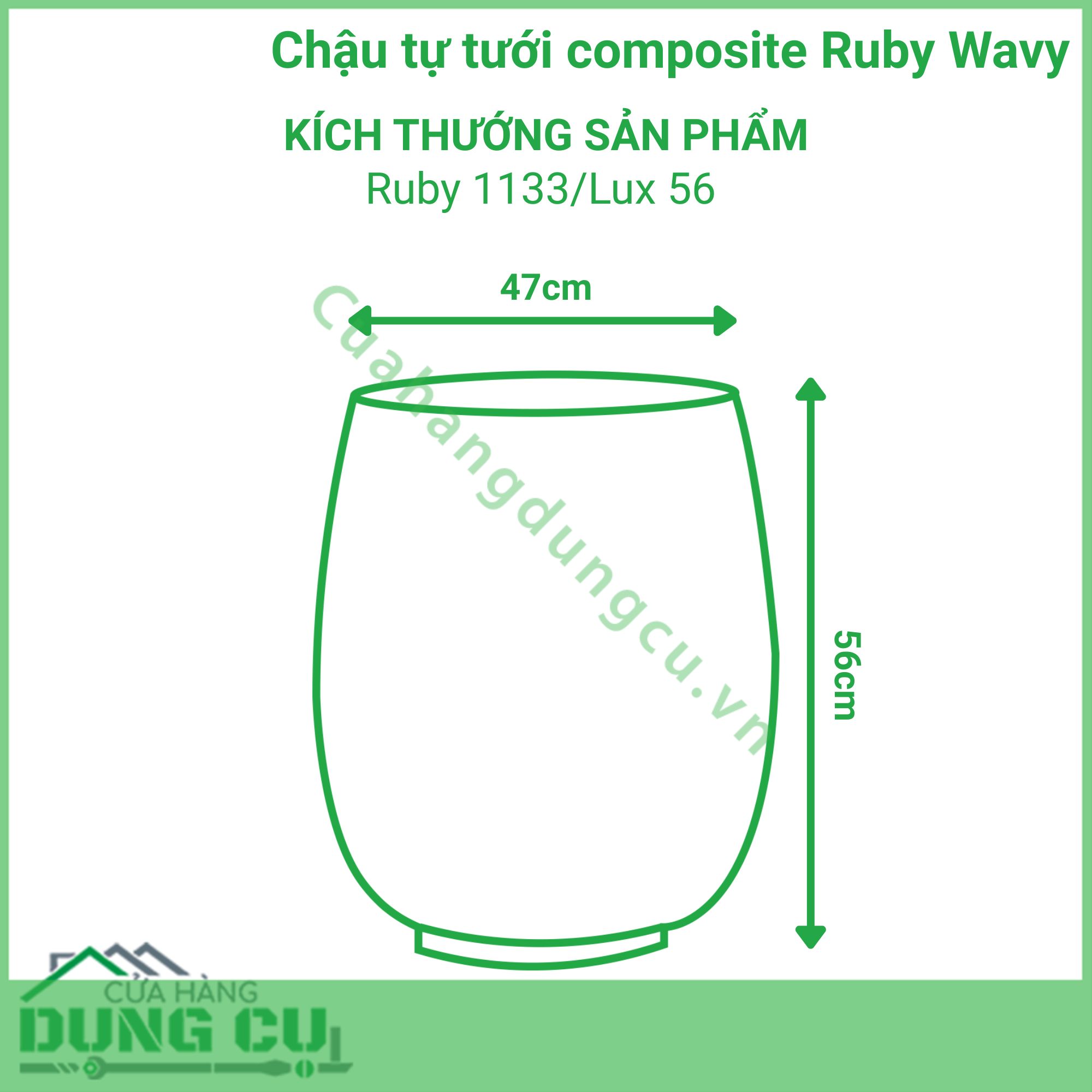 Chậu tự tưới composite Ruby Wavy