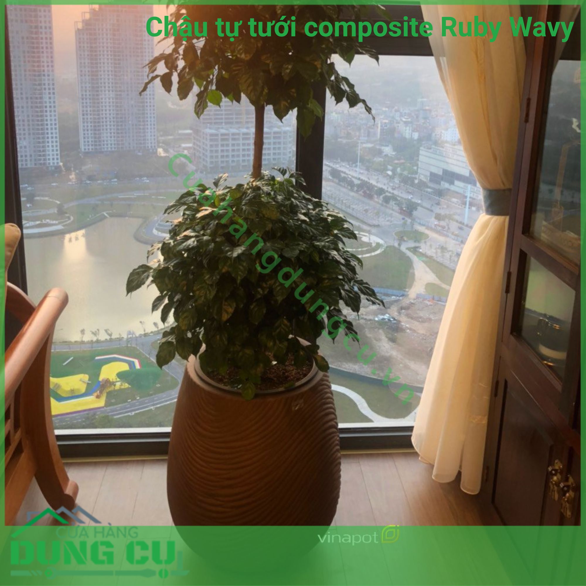 Chậu tự tưới composite Ruby Wavy