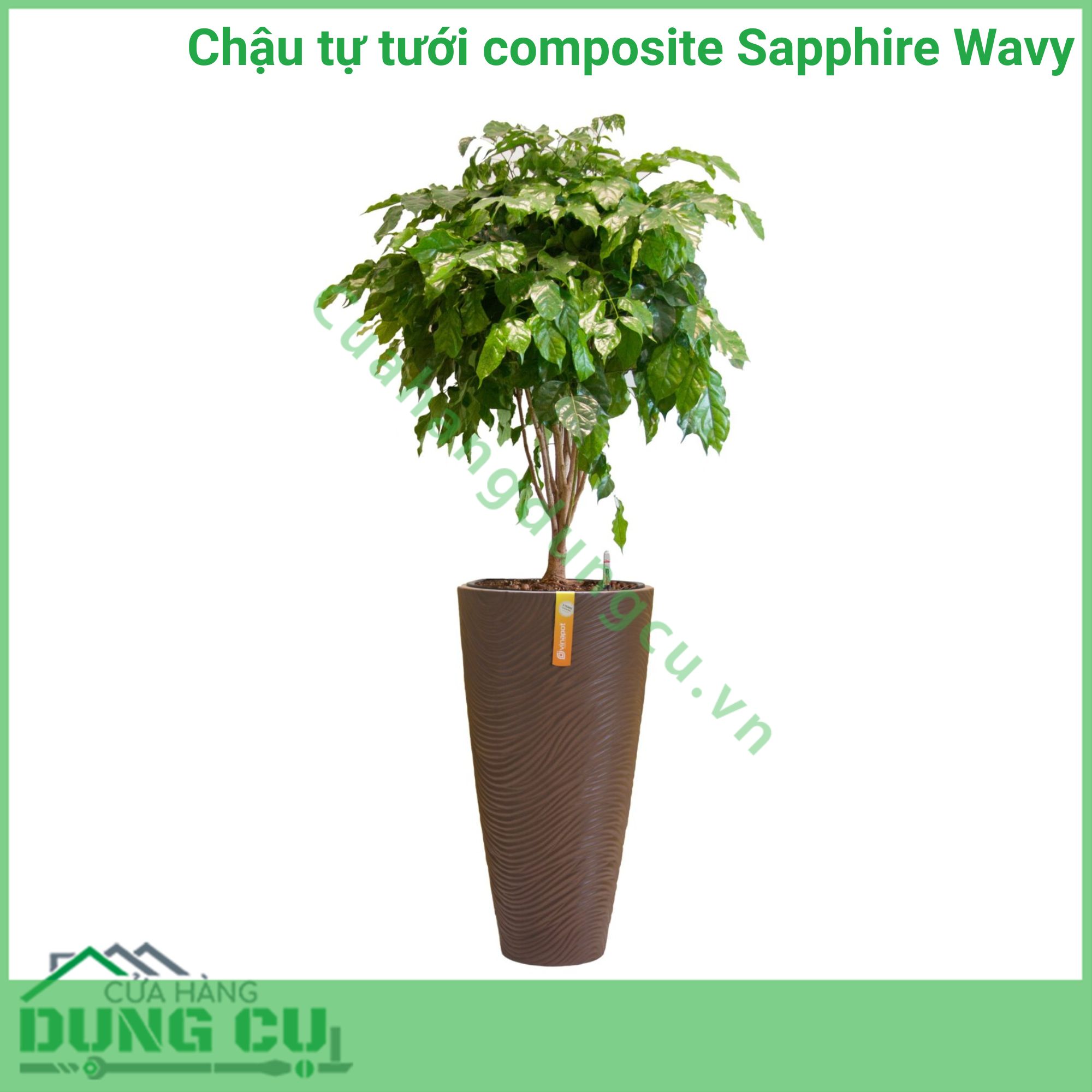 Chậu tự tưới composite Sapphire Wavy - Brown Stone (No 02)