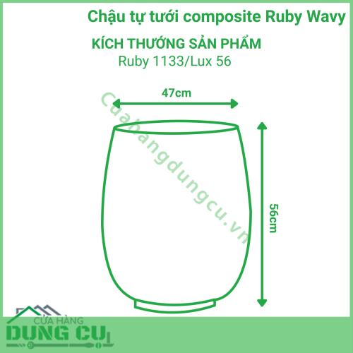 Chậu tự tưới composite Ruby Wavy