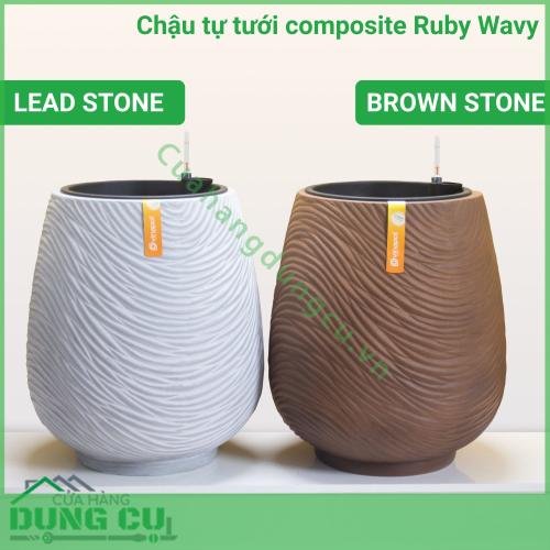 Chậu tự tưới composite Ruby Wavy
