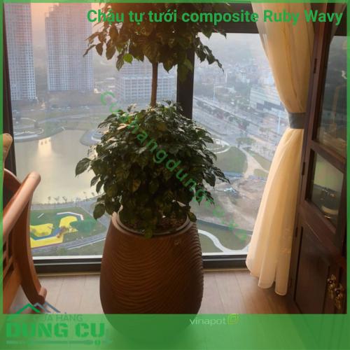 Chậu tự tưới composite Ruby Wavy