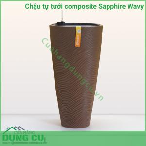 Chậu tự tưới composite Sapphire Wavy - Brown Stone (No.02)
