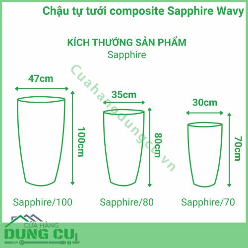 Chậu tự tưới composite Sapphire Wavy - Brown Stone (No 02)