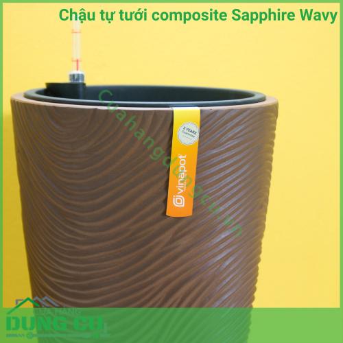 Chậu tự tưới composite Sapphire Wavy - Brown Stone (No 02)