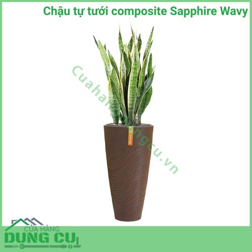 Chậu tự tưới composite Sapphire Wavy - Brown Stone (No 02)