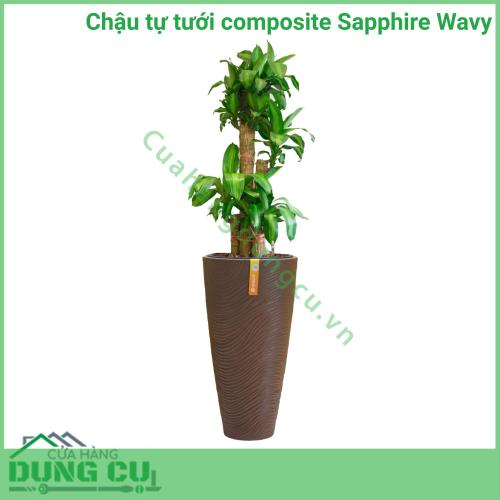 Chậu tự tưới composite Sapphire Wavy - Brown Stone (No 02)