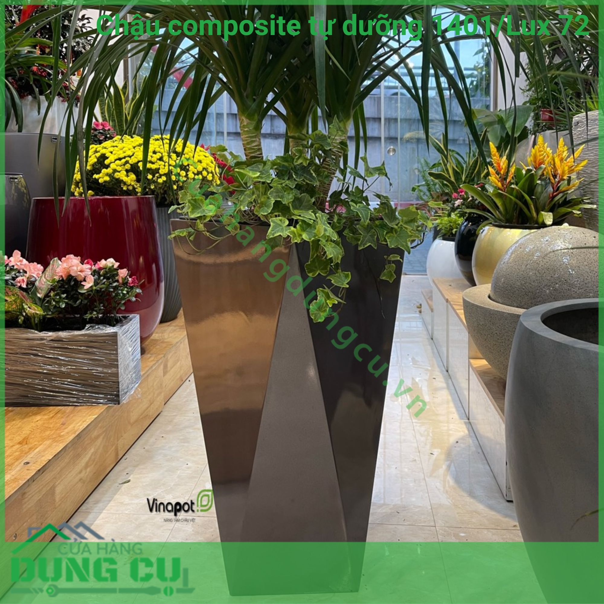 Chậu composite tự dưỡng Diamond 1401 Lux 72