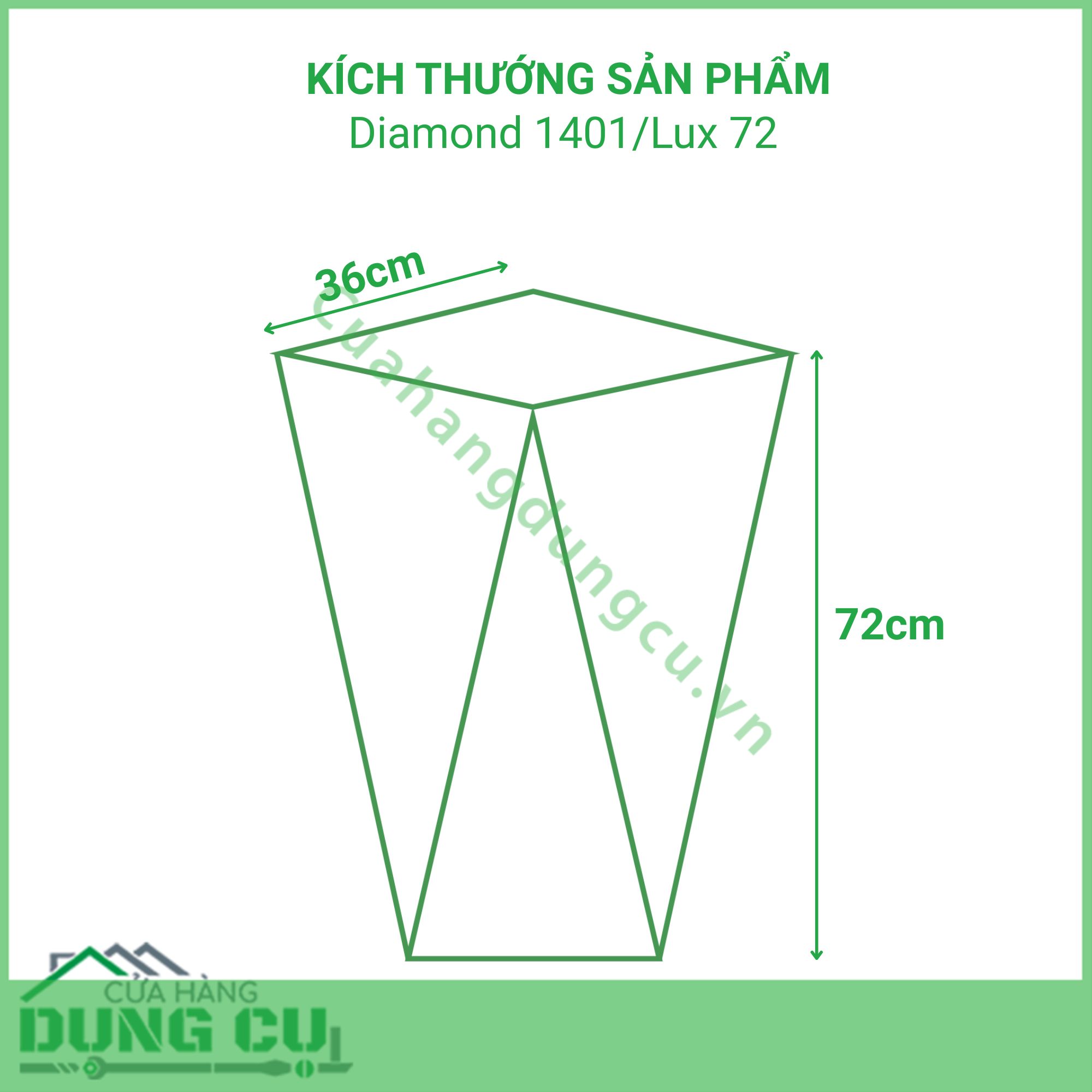 Chậu composite tự dưỡng Diamond 1401 Lux 72
