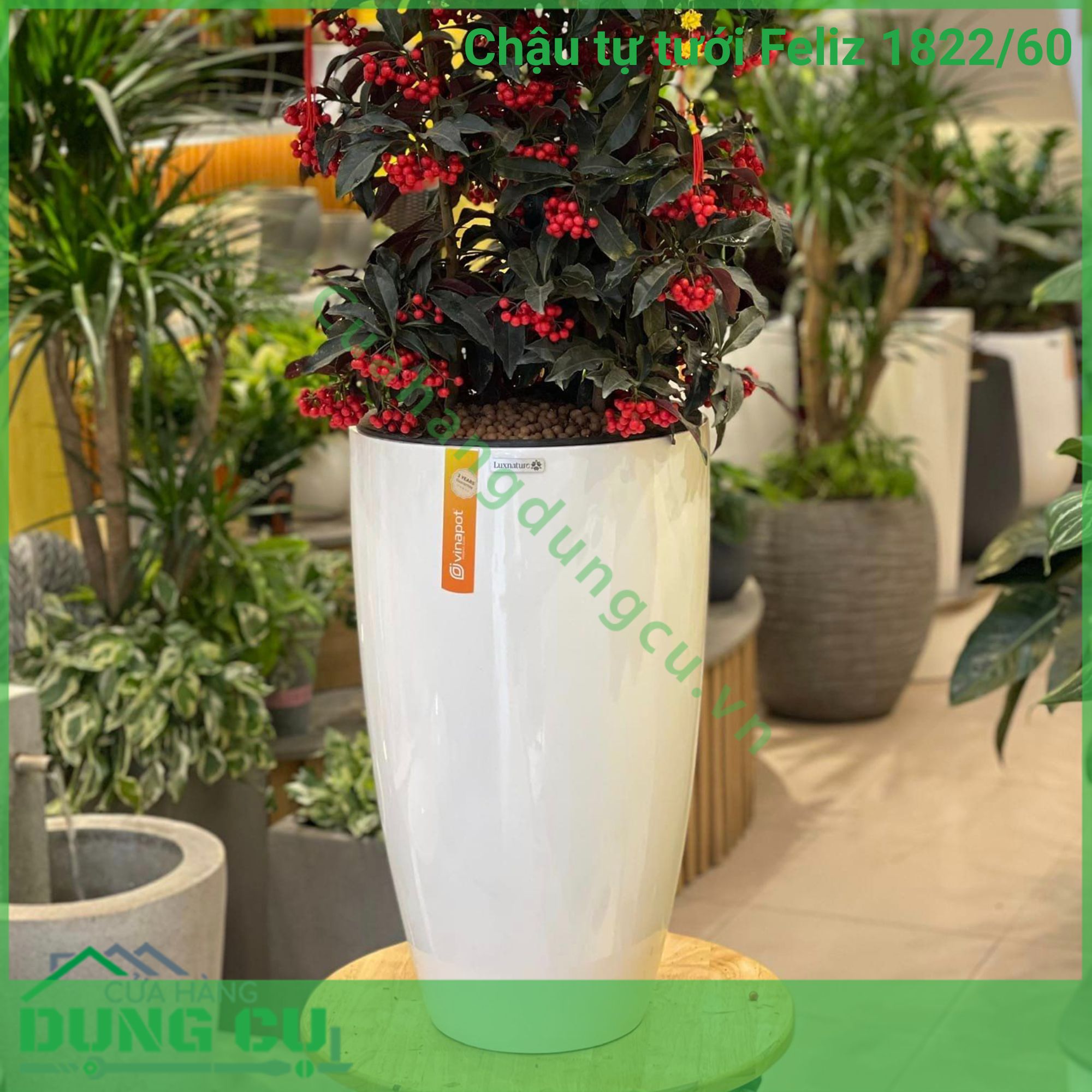 Chậu tự tưới composite Luxnature Feliz 1822 60