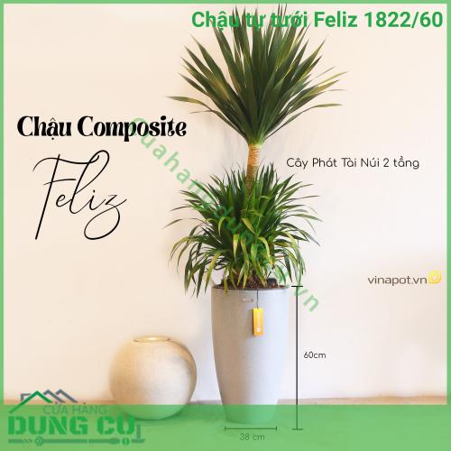 Chậu tự tưới composite Luxnature Feliz 1822 60
