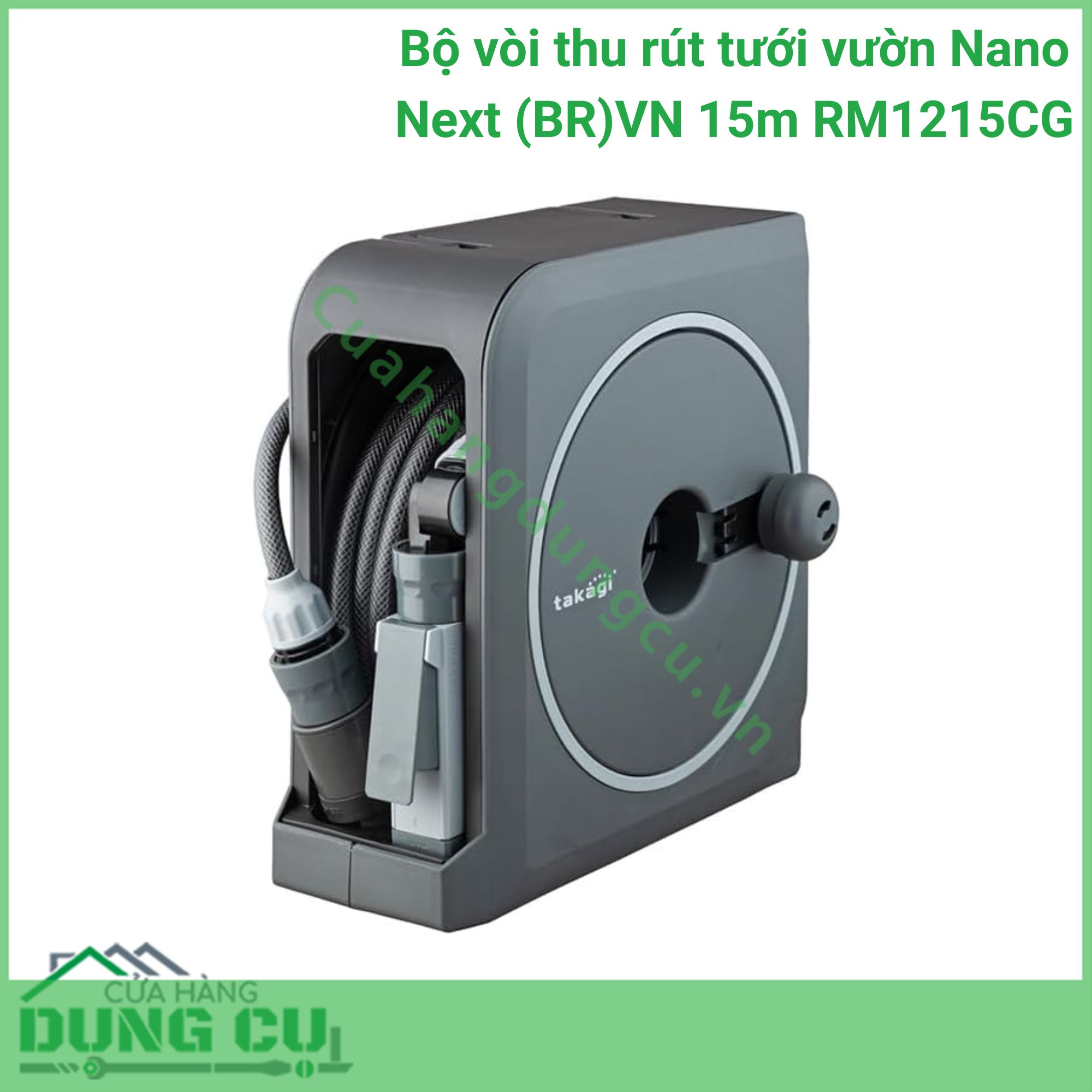 Bộ vòi thu rút tưới vườn Nano Next (BR)VN 15m RM1215CG