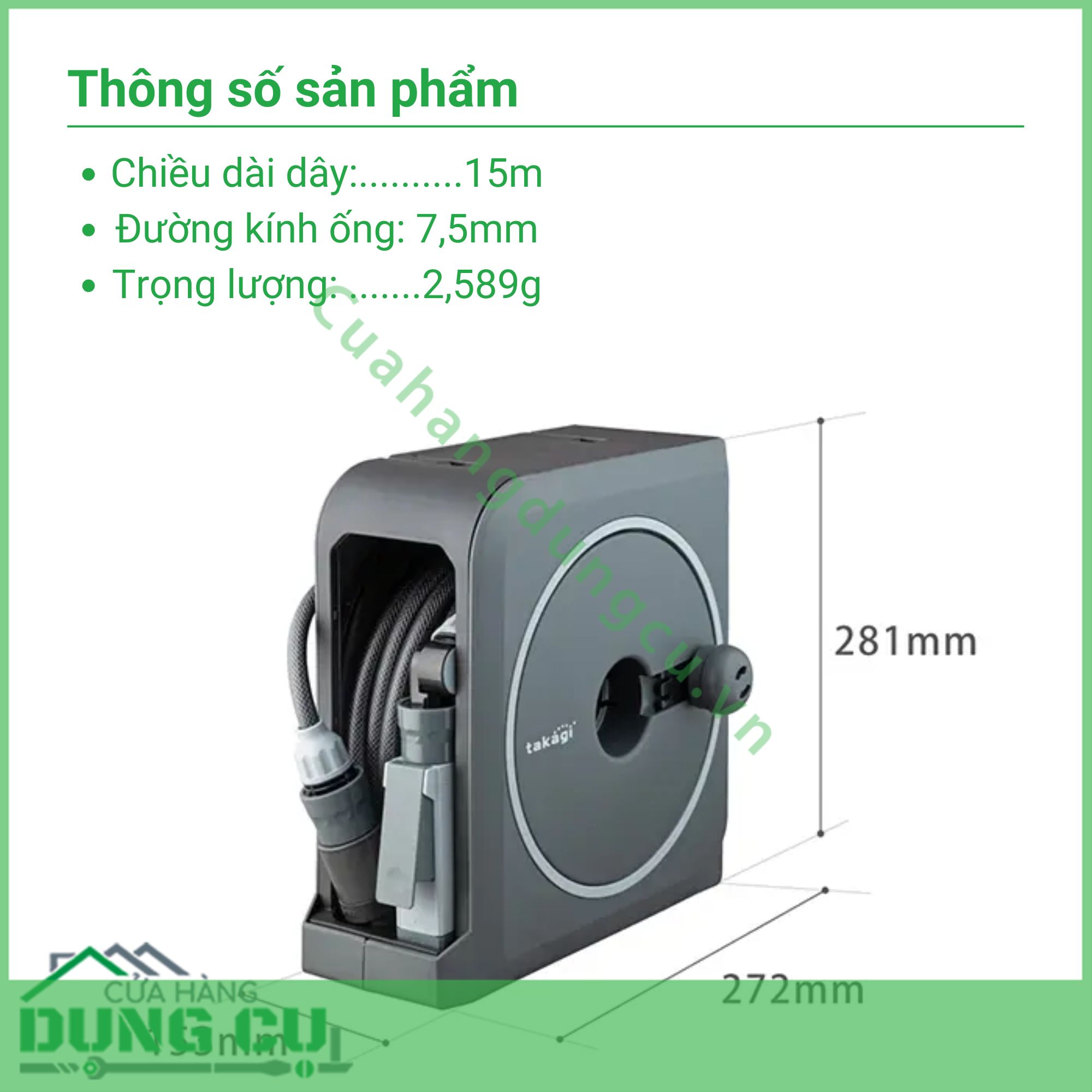 Bộ vòi thu rút tưới vườn Nano Next (BR)VN 15m RM1215CG