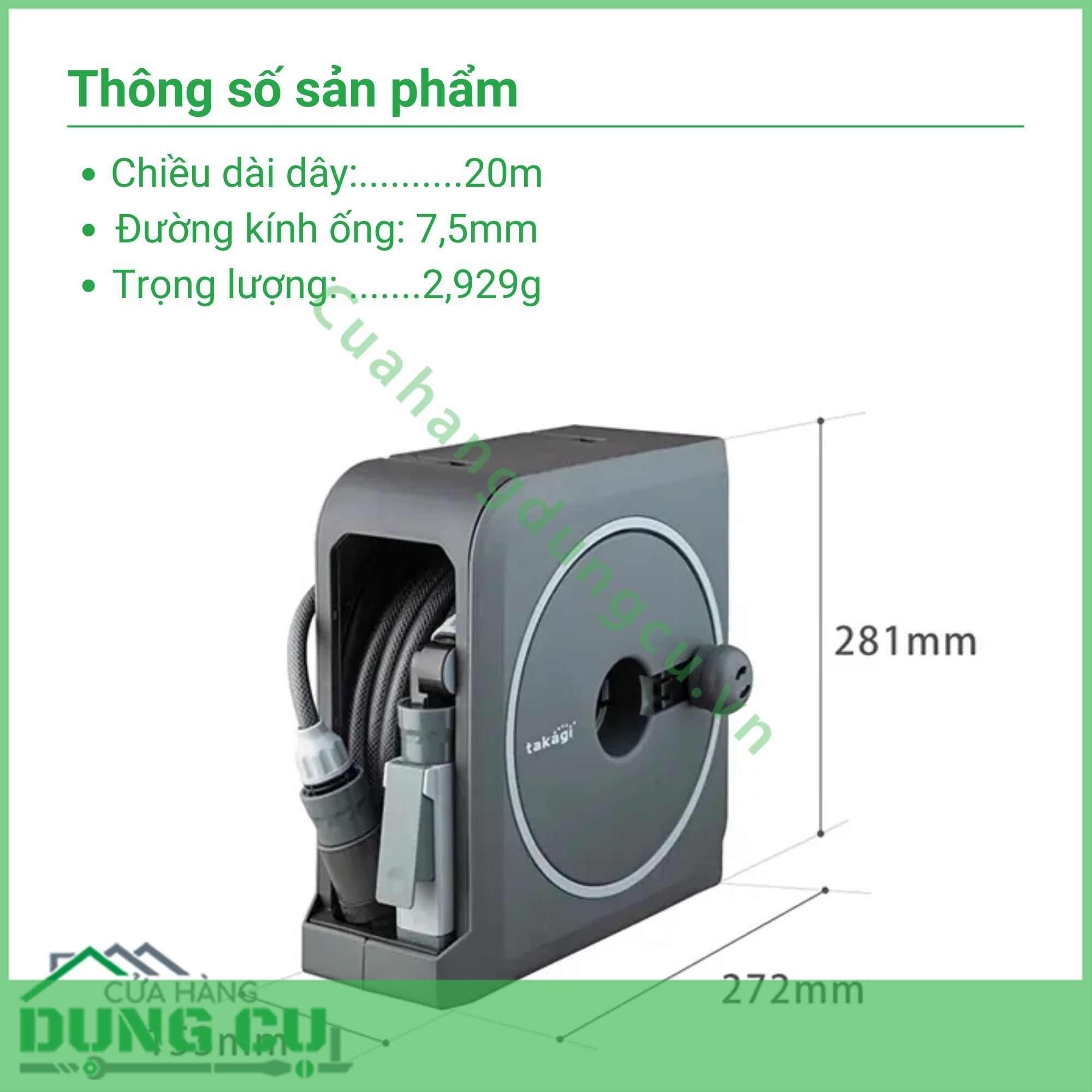 Bộ vòi thu rút tưới vườn Nano Next (BR)VN 20m RM1220CG