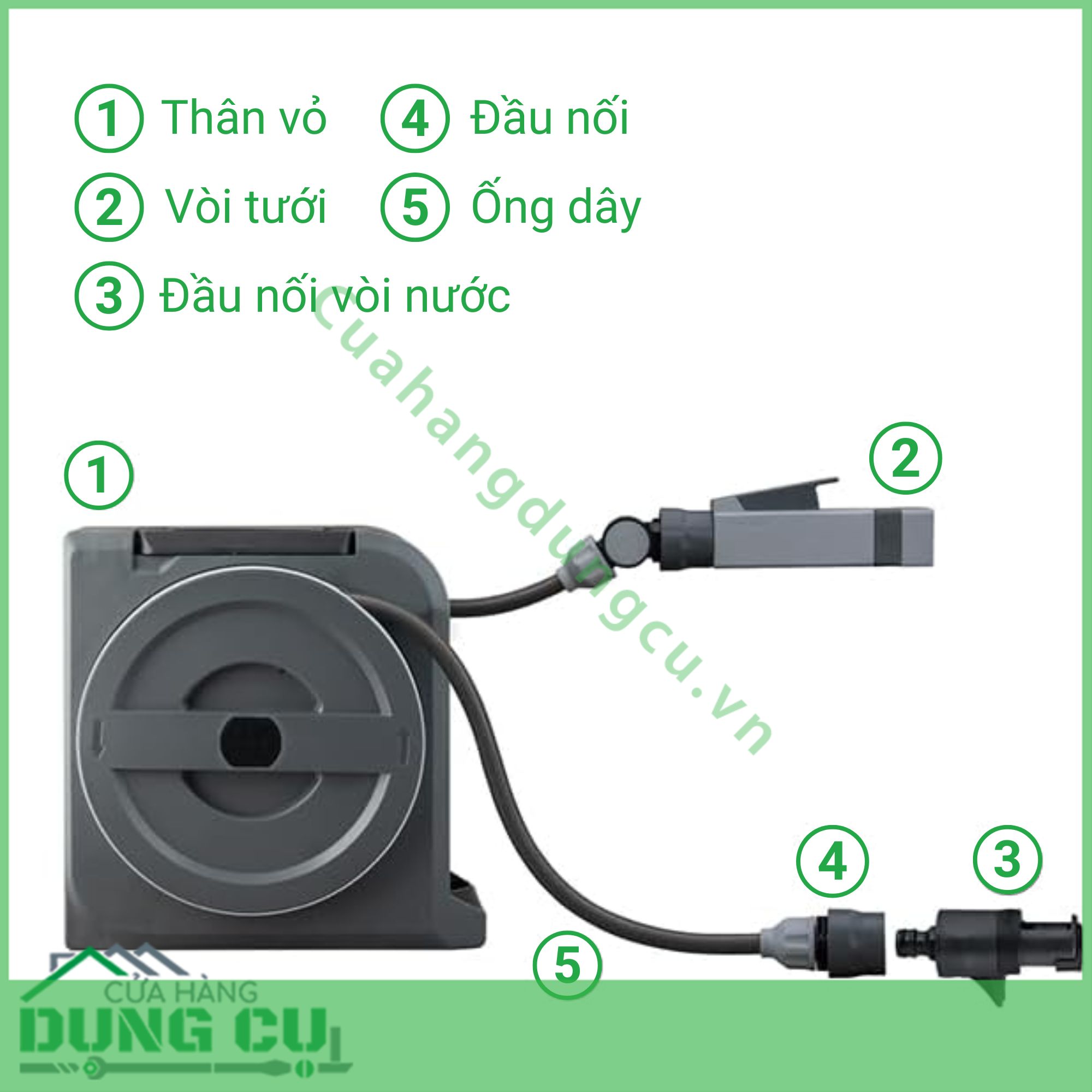Bộ vòi thu rút tưới vườn Nano Next (BR)VN 20m RM1220CG